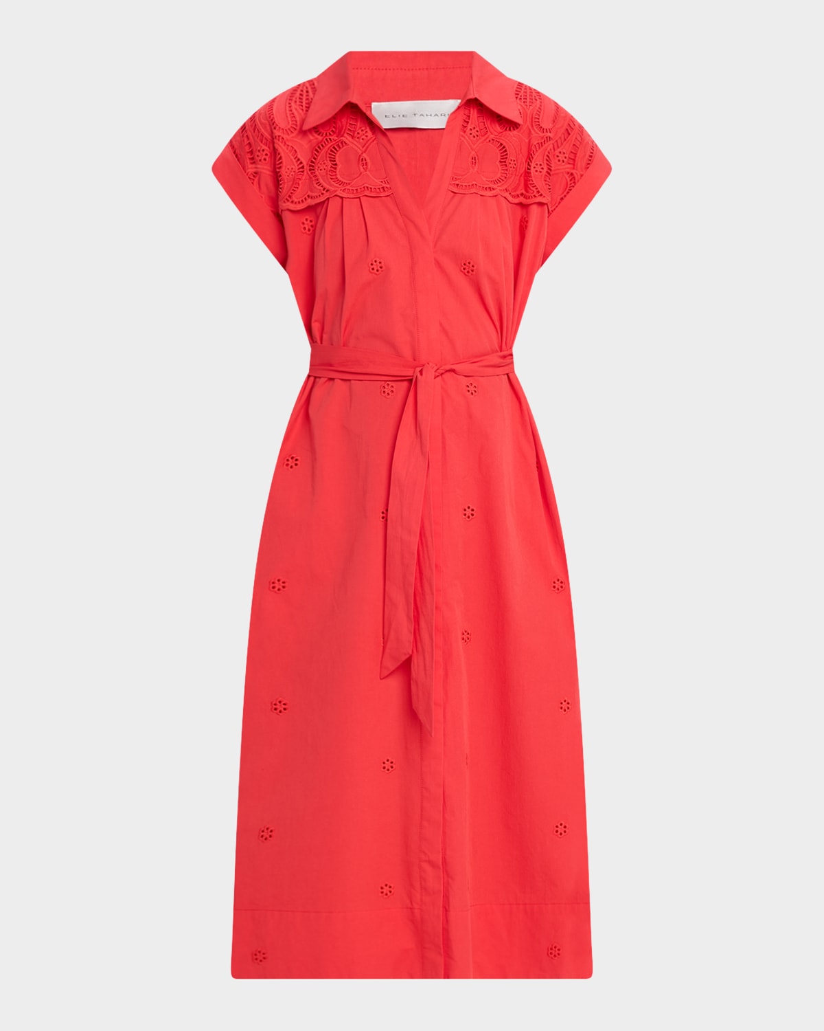 The Freya Embroidered Cotton Midi Shirtdress