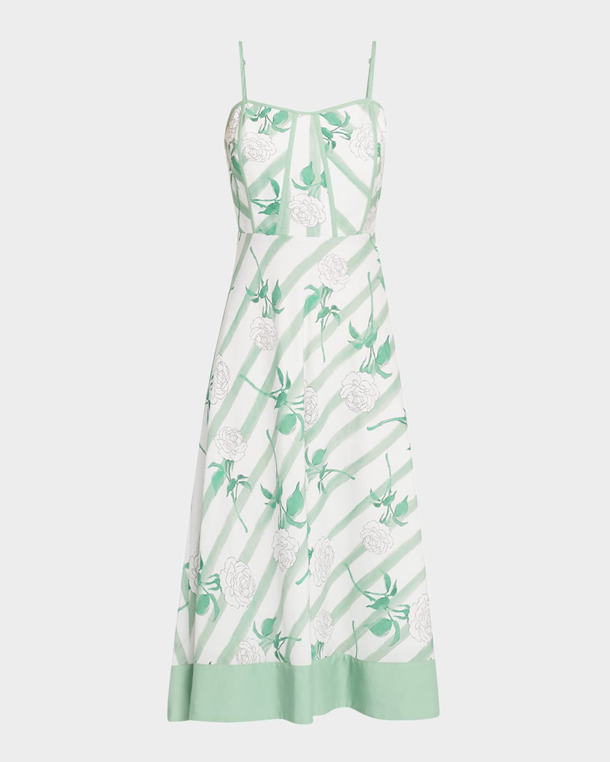 The Gia Liberty Striped Floral-Print Midi Dress