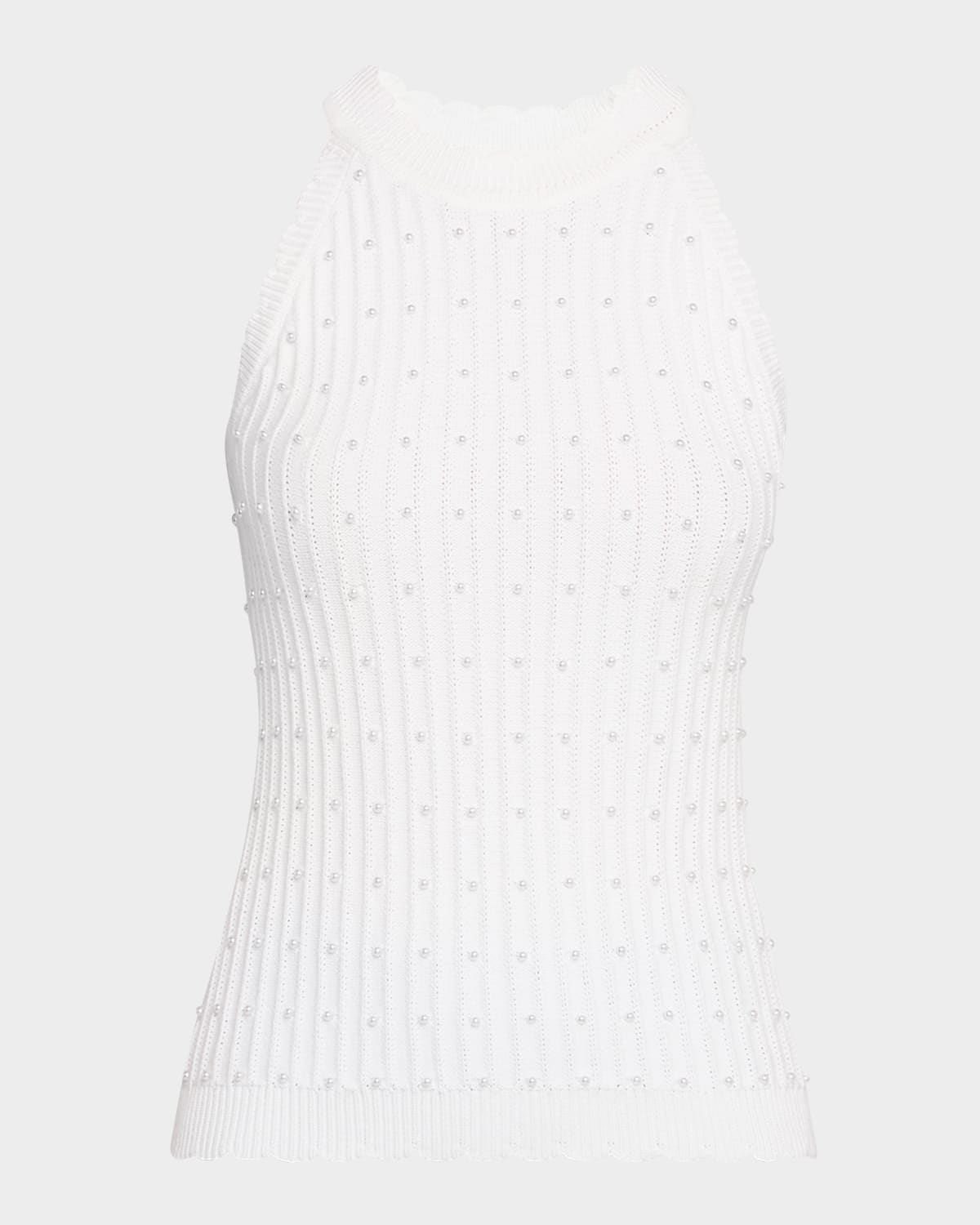 Elie Tahari The Lima Beaded Rib Knit Halter Top