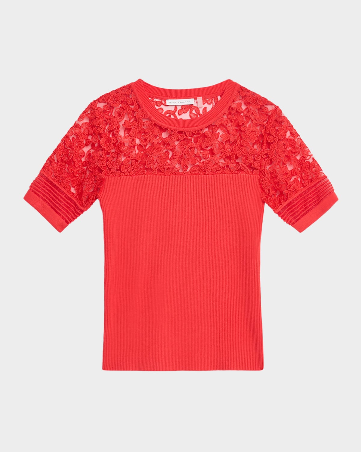 The Stephanie Ribbed Embroidered-Yoke Top