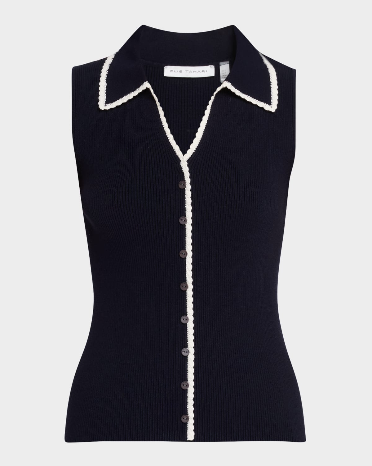 Shop Elie Tahari The Shiloh Lace-trim Rib Knit Top
