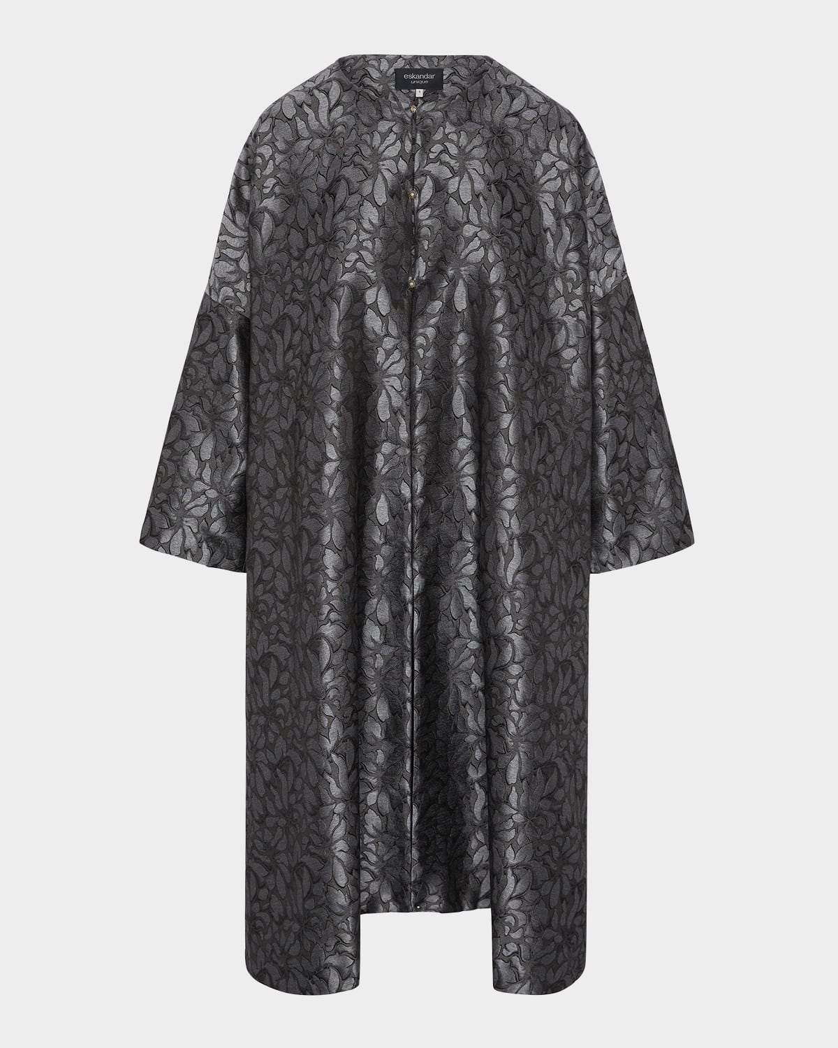 Eskandar Round Neck 3/4-sleeve Reversible Chinese Coat In Gray