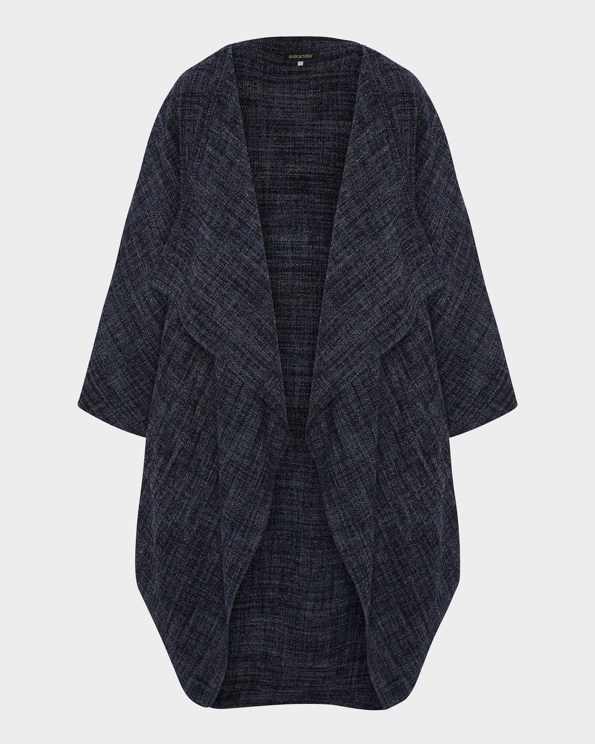 Eskandar Cocoon Coat In Blue