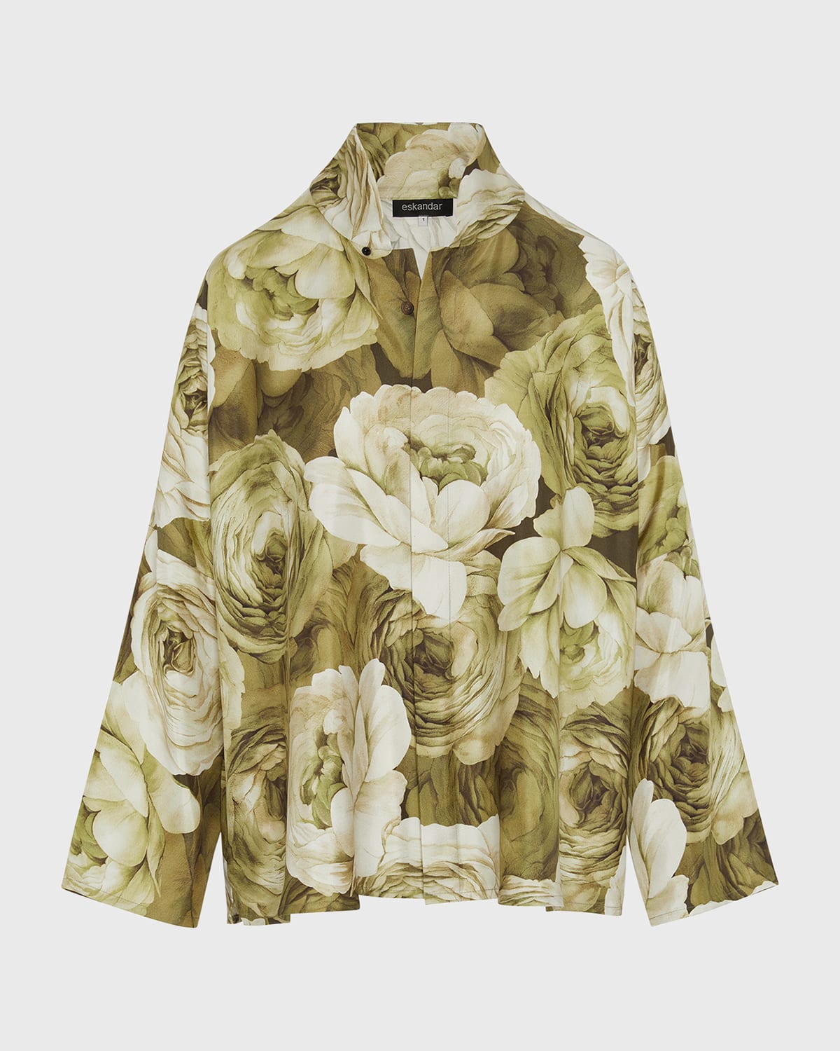 Eskandar Chinese Imperial Shirt With Chinese Collar (mid Plus Length) In Green