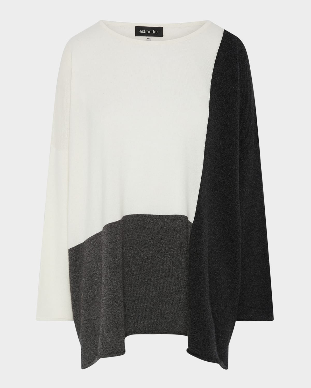 Eskandar Color Block Cashmere Bateau-neck Sweater (long Length)