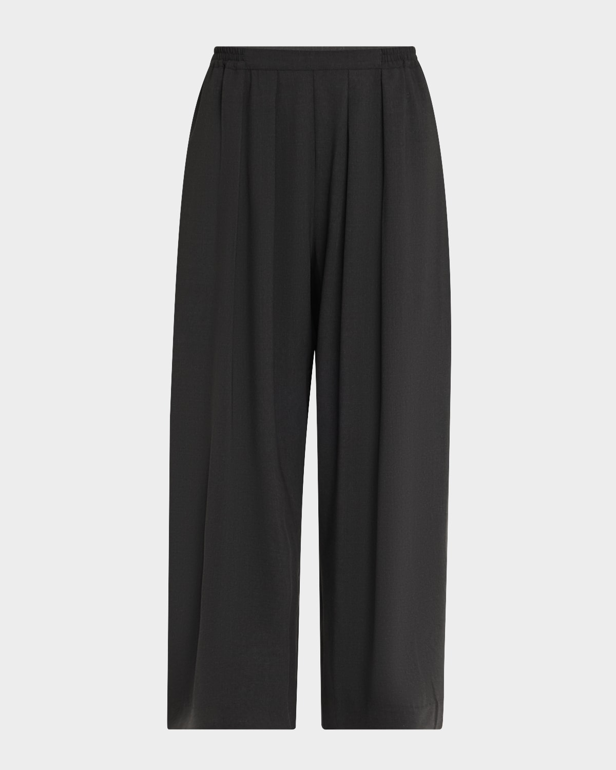 Shop Eskandar Pleated Stretch Wool Straight-leg Crop Trousers