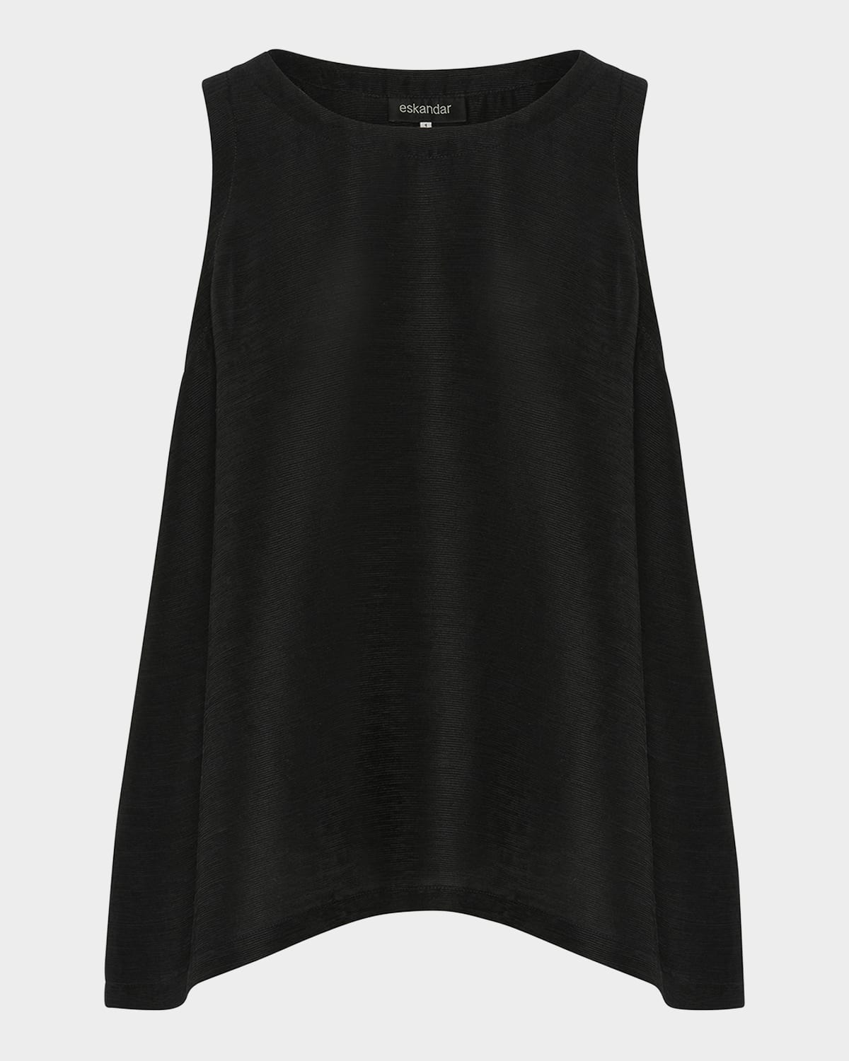 Eskandar Silk Plisse A-line Sleeveless Top (mid Plus Length) In Black