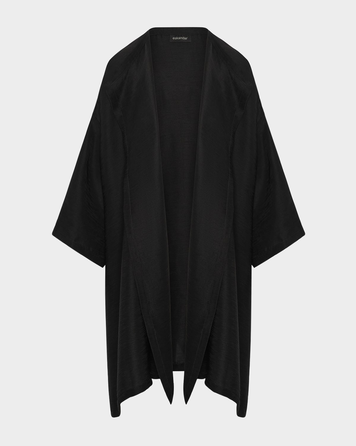 Eskandar Silk Plisse Wide A-line Jacket Coat (long Plus Length)