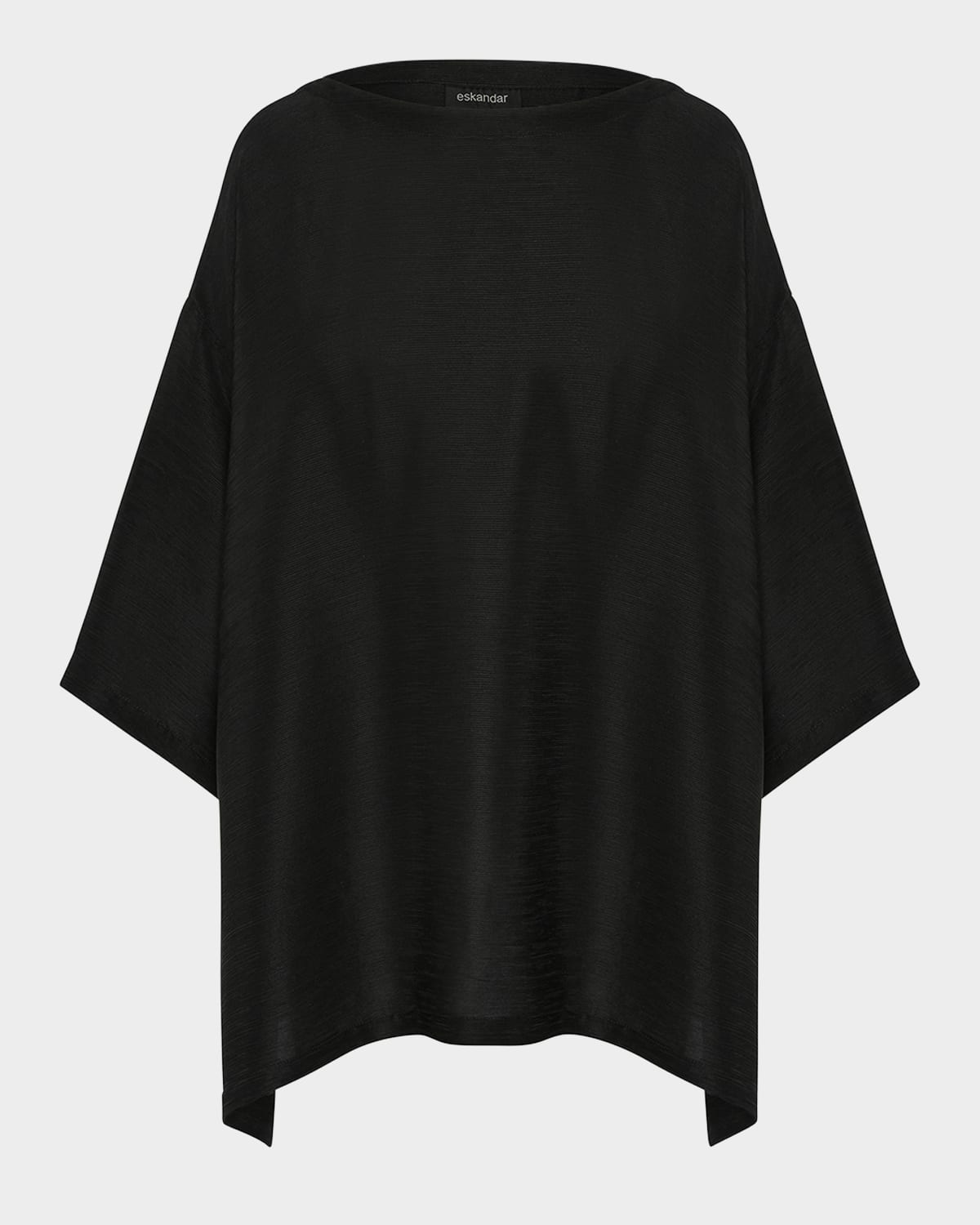 Eskandar Silk Plisse Wide A-line Scoop-neck Top (long Length)