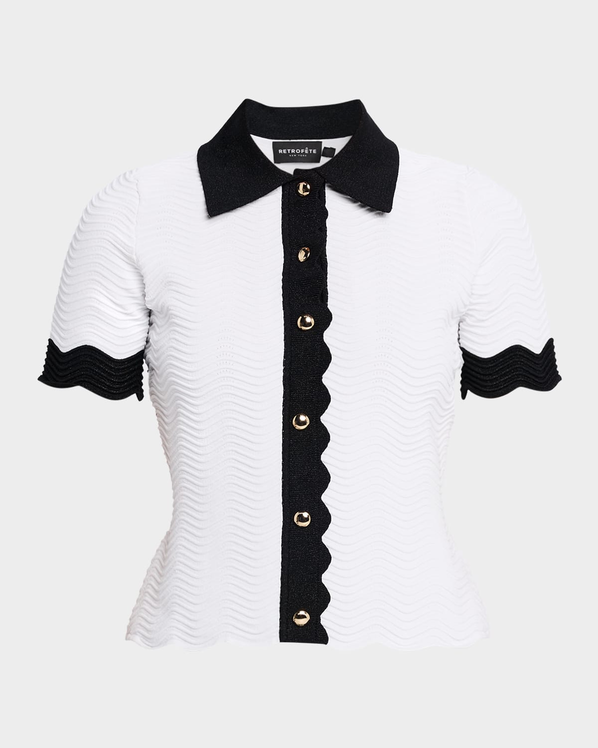 Retroféte Lyric Knit Button-front Top In White