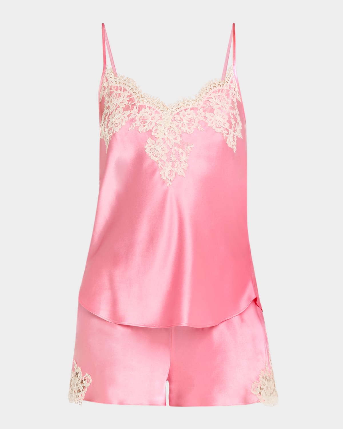 Gazebo Lace-Trim Silk Cami & Shorts Pajama Set