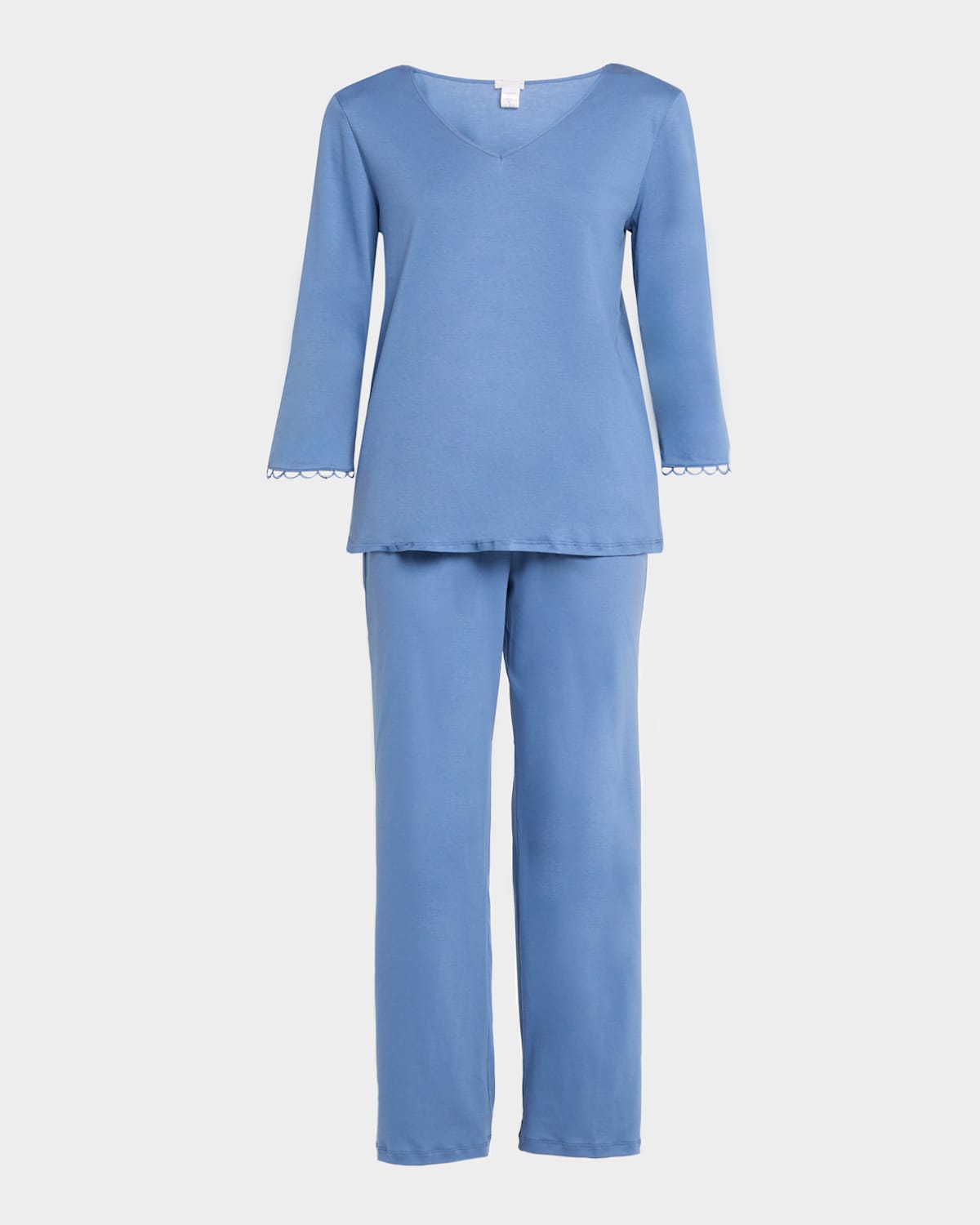 HANRO ANOUK LACE-TRIM COTTON PAJAMA SET 