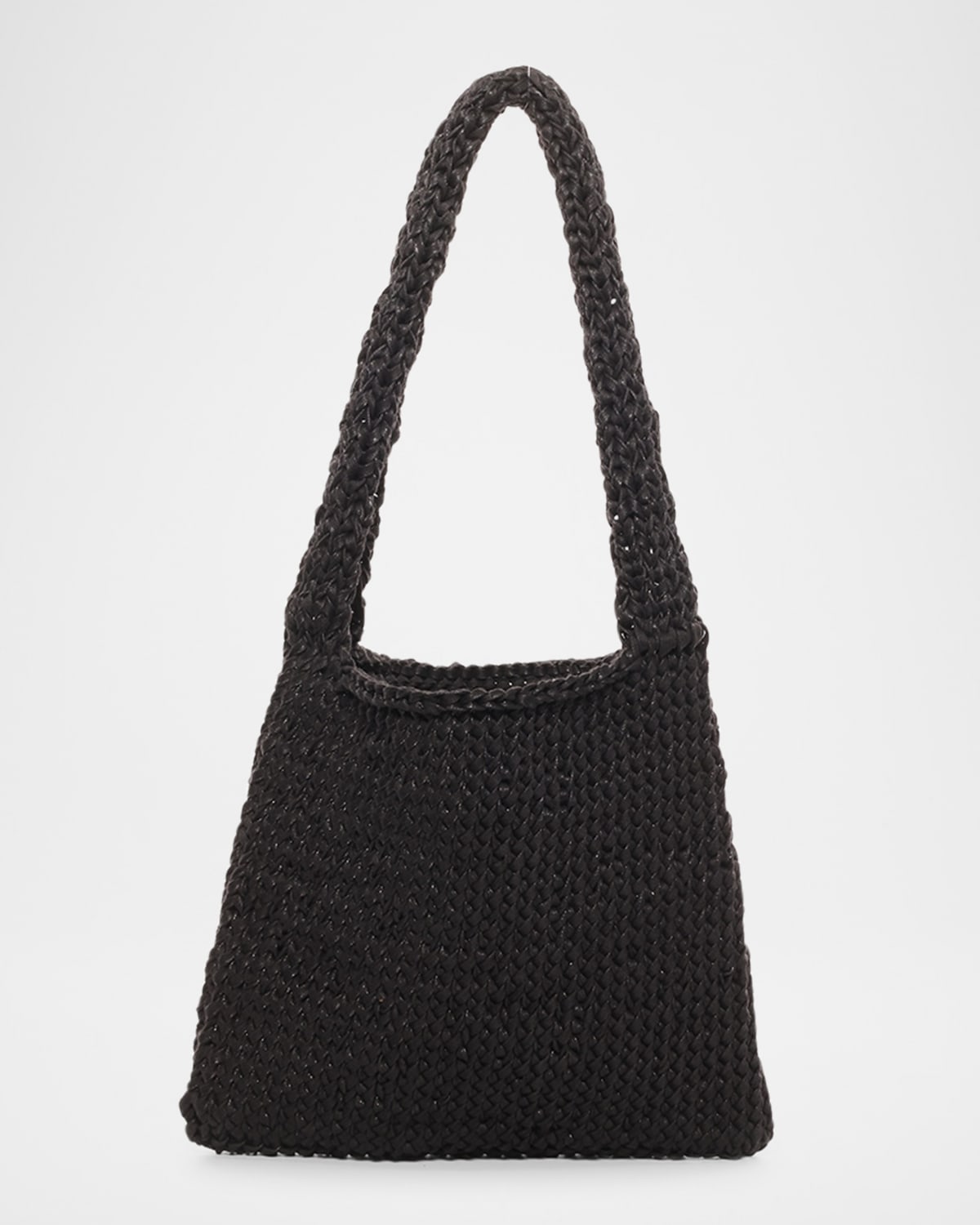 The Row Didion Woven Shoulder Bag In Waxed Cotton In Black