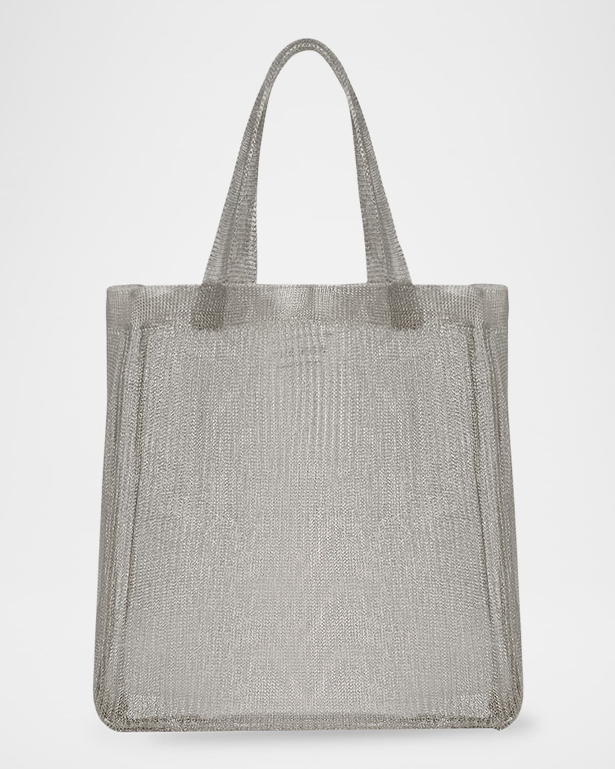 The Row Imogen Mini Tote Bag In Steel Mesh In Silver