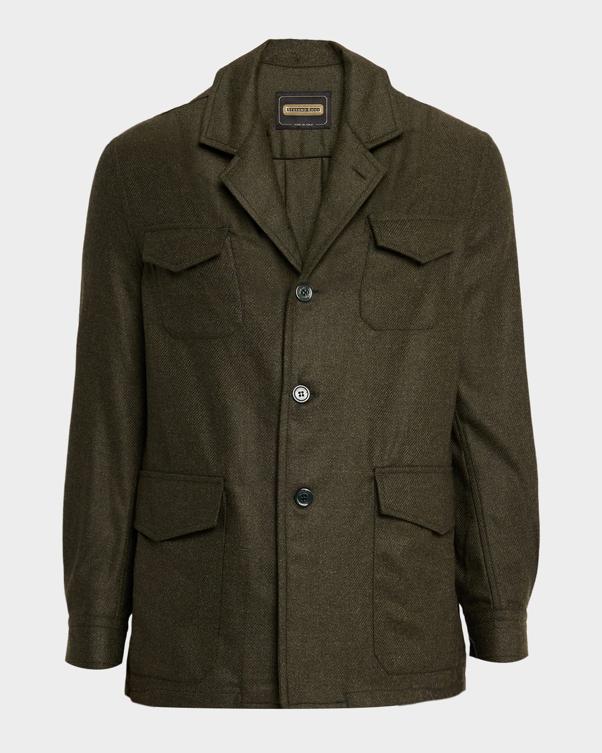 Stefano Ricci Men's Wool And Silk Flap-pocket Chore Jacket In Green