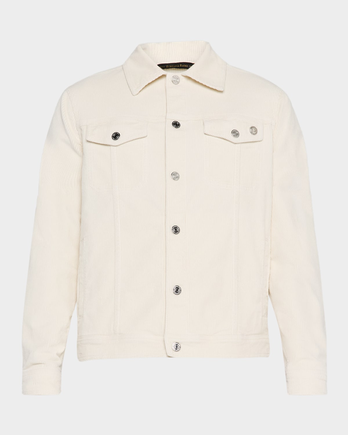 Stefano Ricci Men's Cotton Corduroy Trucker Jacket In White