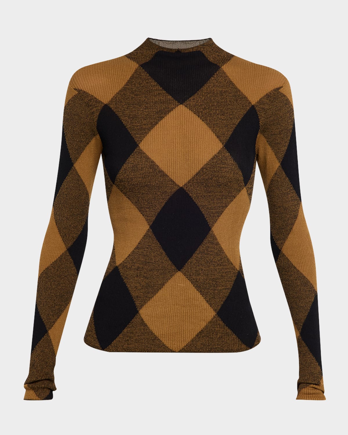 A.l.c Hugh Check Mock-neck Top In Brown