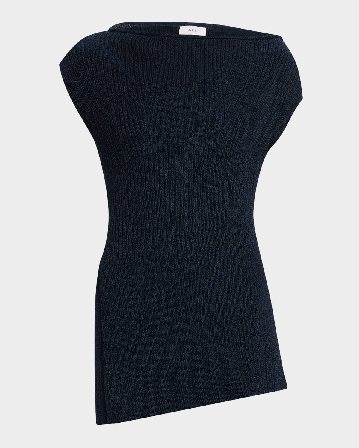 A.l.c Millie Asymmetric Ribbed Sweater Top In Blue