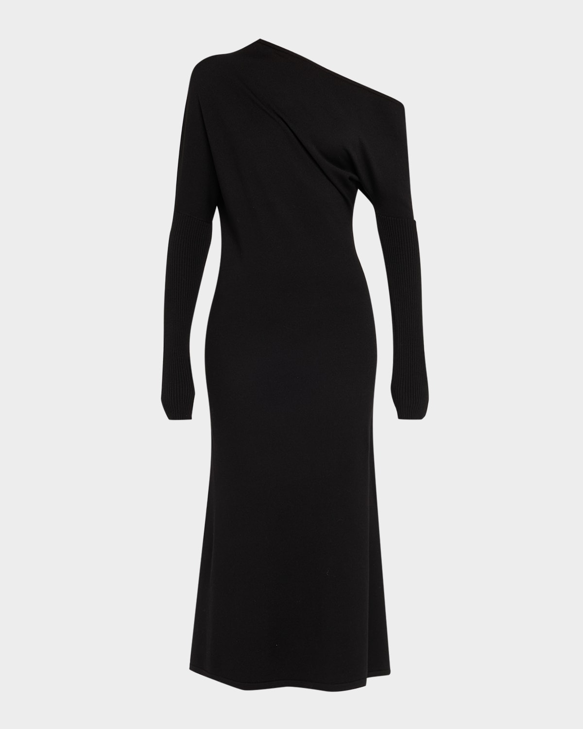 A.l.c Liv One-shoulder Draped Merino Dress In Black