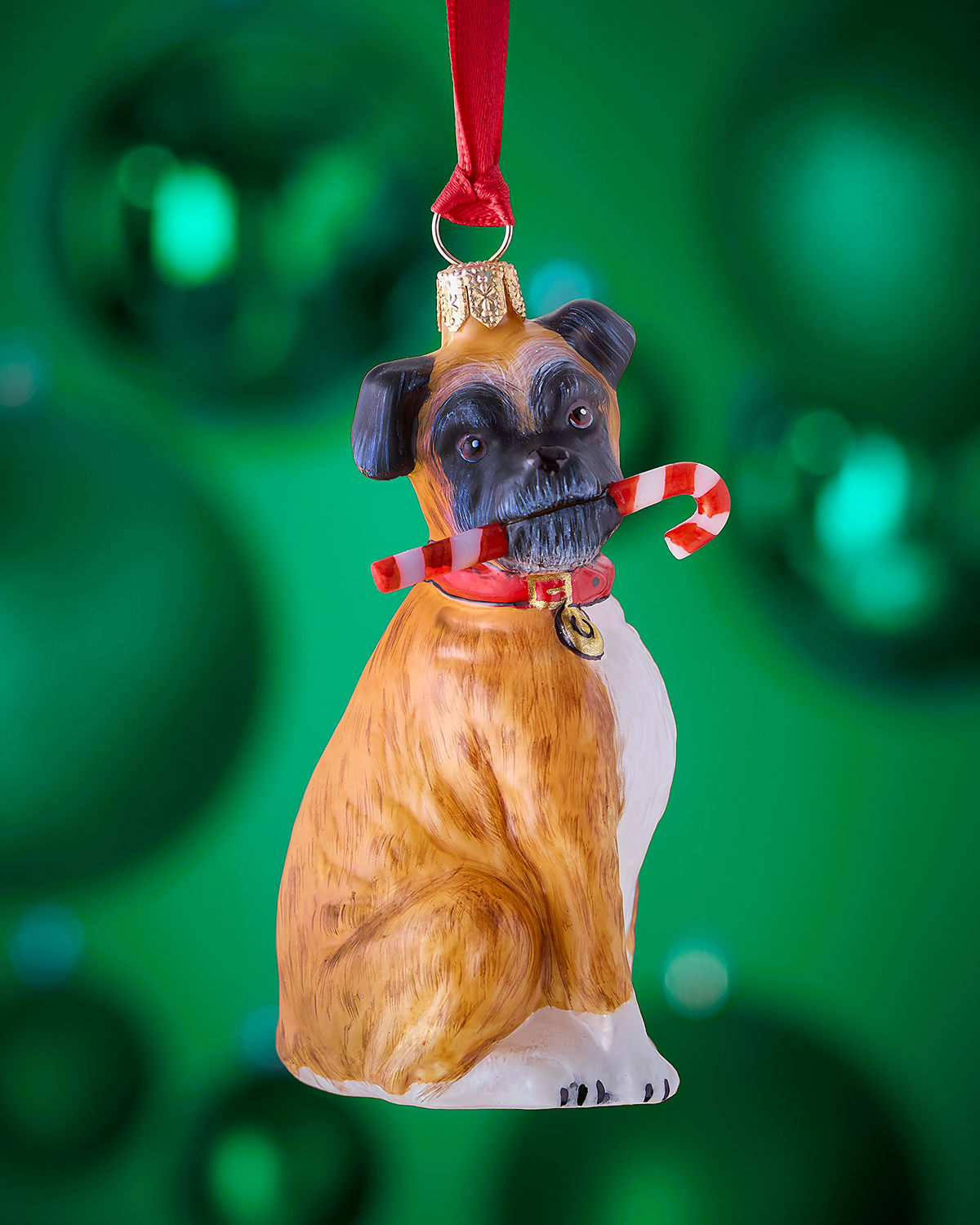 Joy To The World Collectibles Boxer With Candy Cane Christmas Ornament In Multi