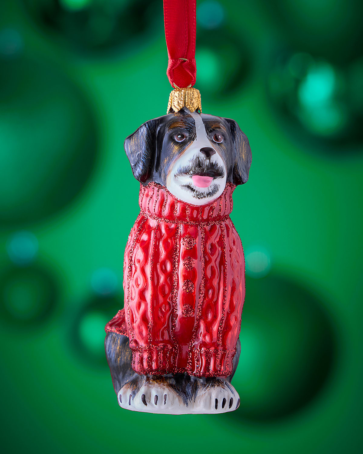 Joy To The World Collectibles Bernese Mountain Dog In Aran Sweater Christmas Ornament In Multi
