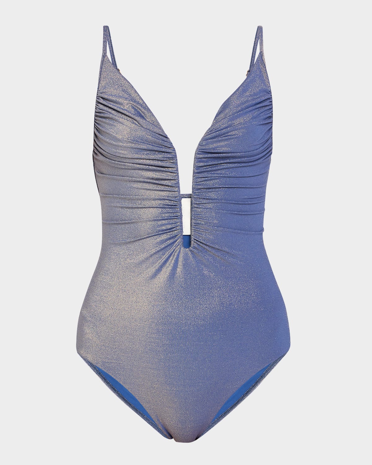 Zimmermann Tallow Metallic Plunge One-piece Swimsuit
