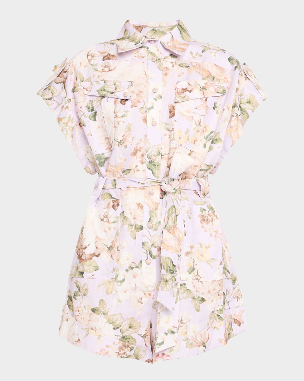 Shop Zimmermann Acacia Pocket Playsuit In Lilac Floral