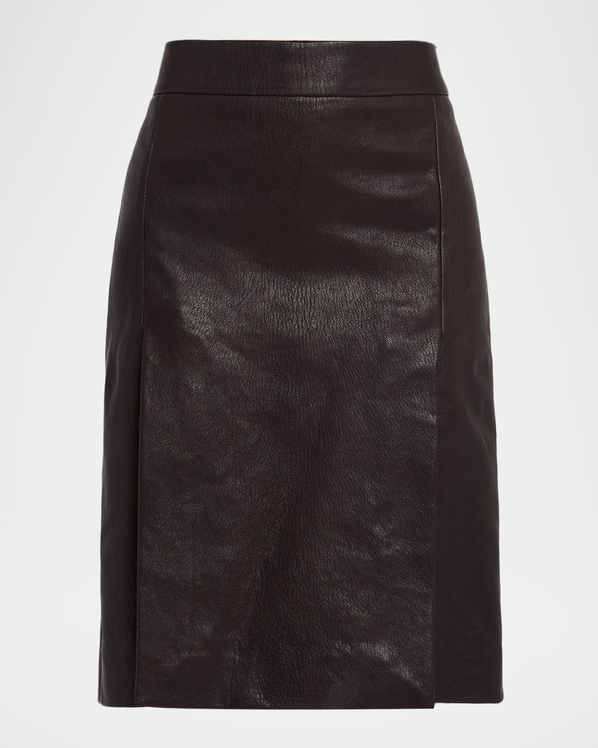 Ferragamo Leather Wrap Skirt In Brown