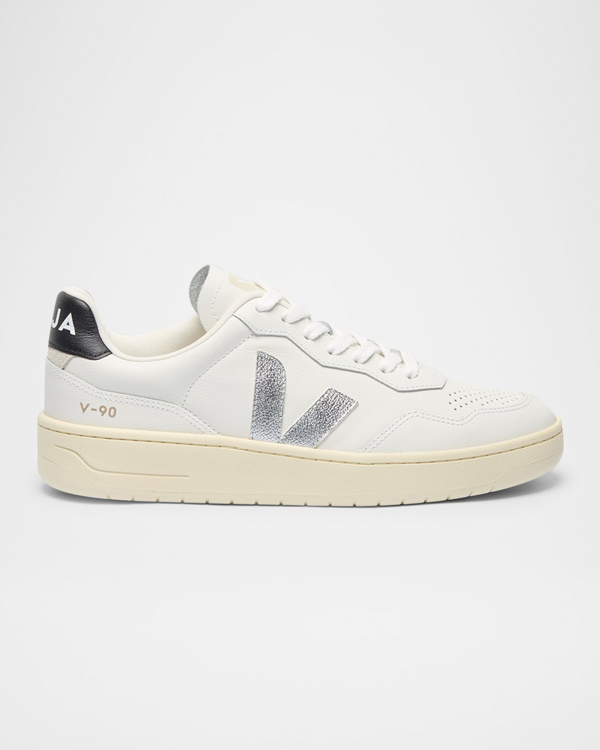 Veja V-90 Low-top Leather Sneakers In White
