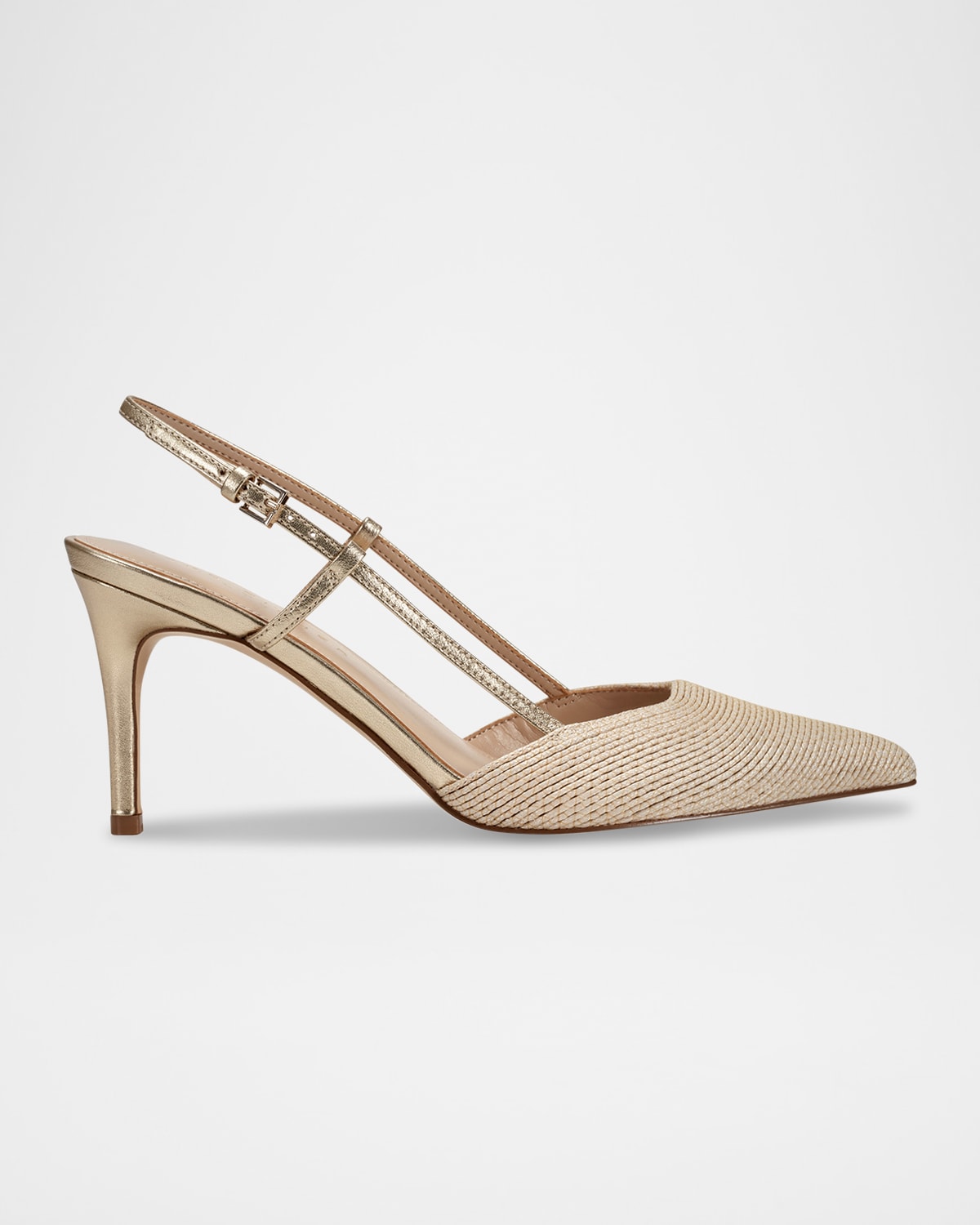 Marc Fisher Ltd Flory Metallic Leather And Raffia Slingback Pumps