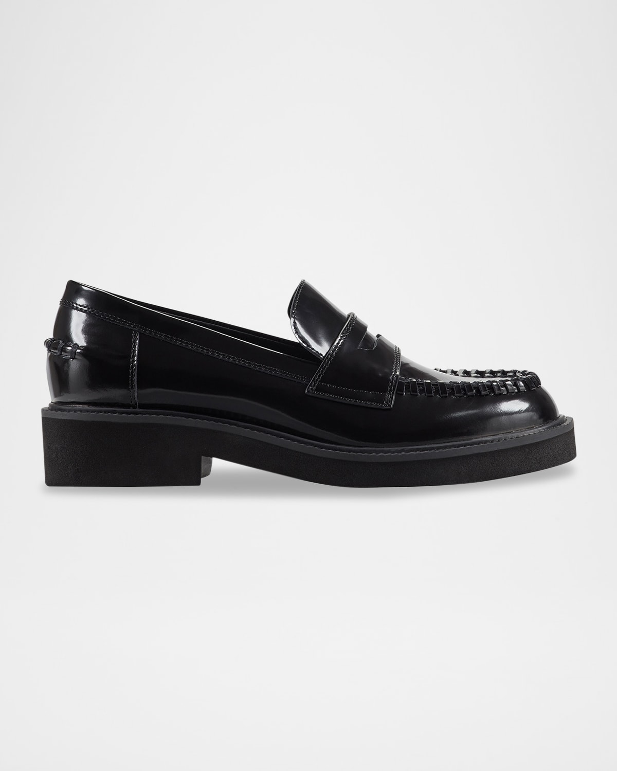 Marc Fisher Ltd Dagman Whipstitch Leather Loafers In Black