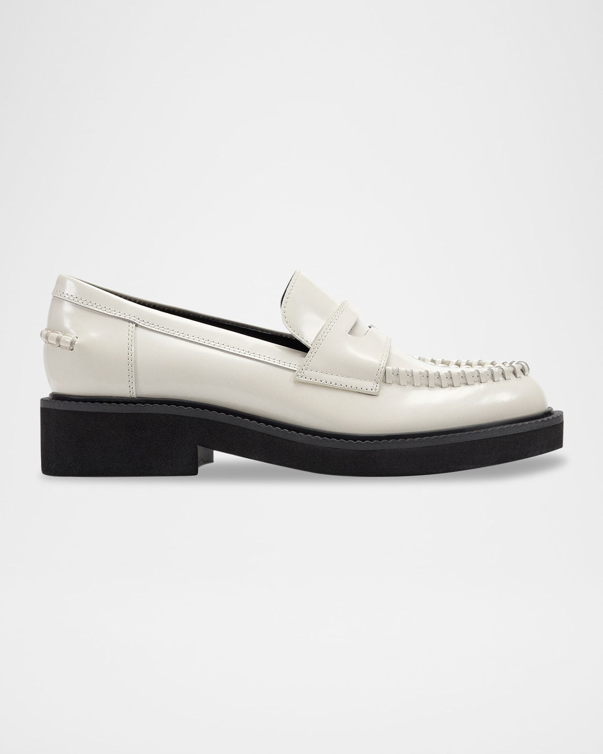 Marc Fisher Ltd Dagman Whipstitch Leather Loafers In White