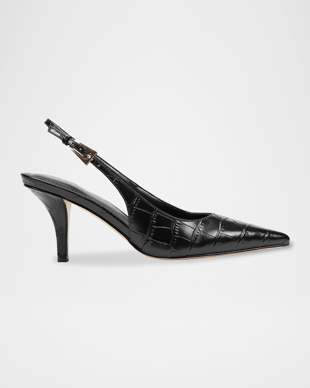 Dorie Croc-Embossed Leather Slingback Pumps