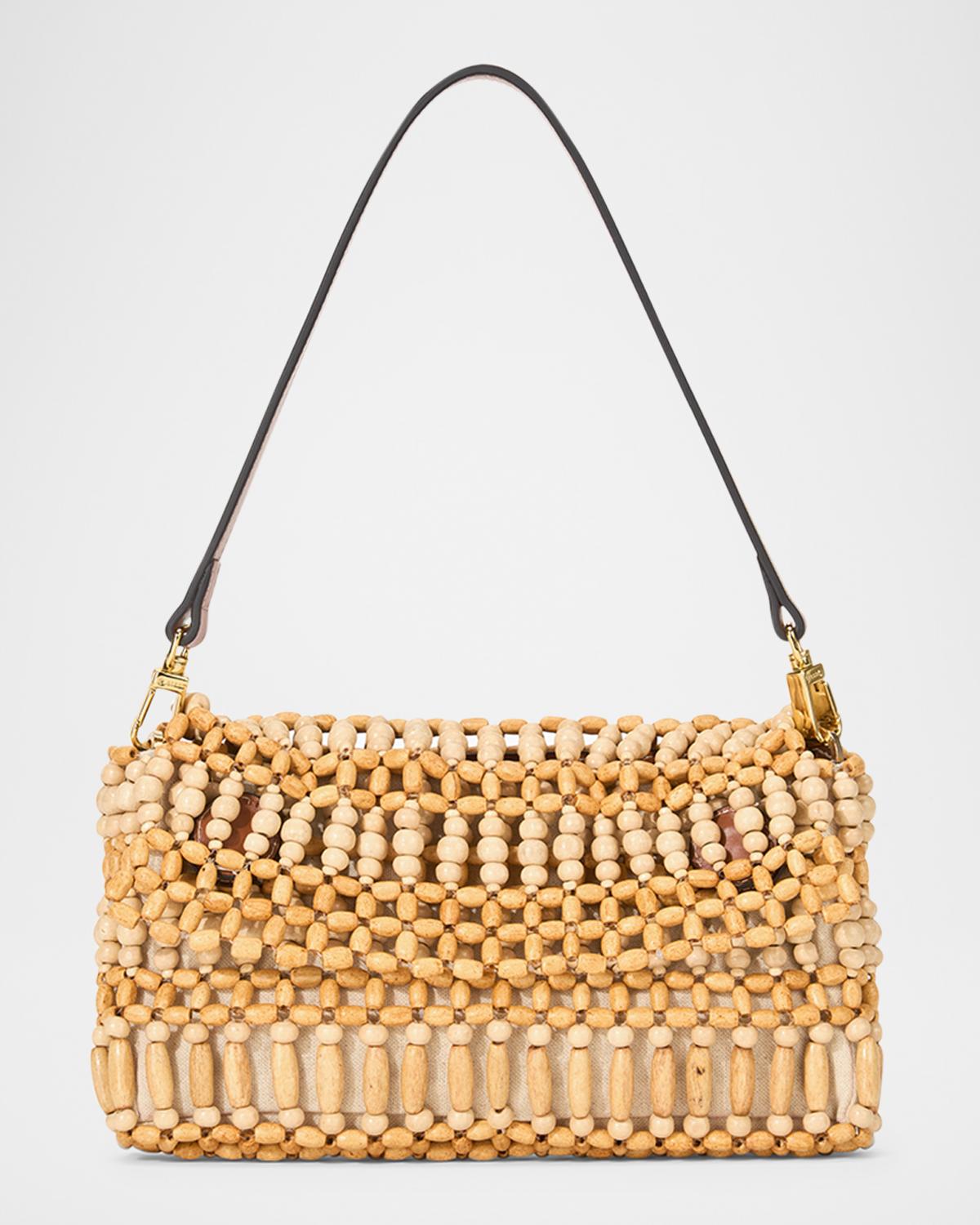 Timmy Convertible Beaded Wood Shoulder Bag