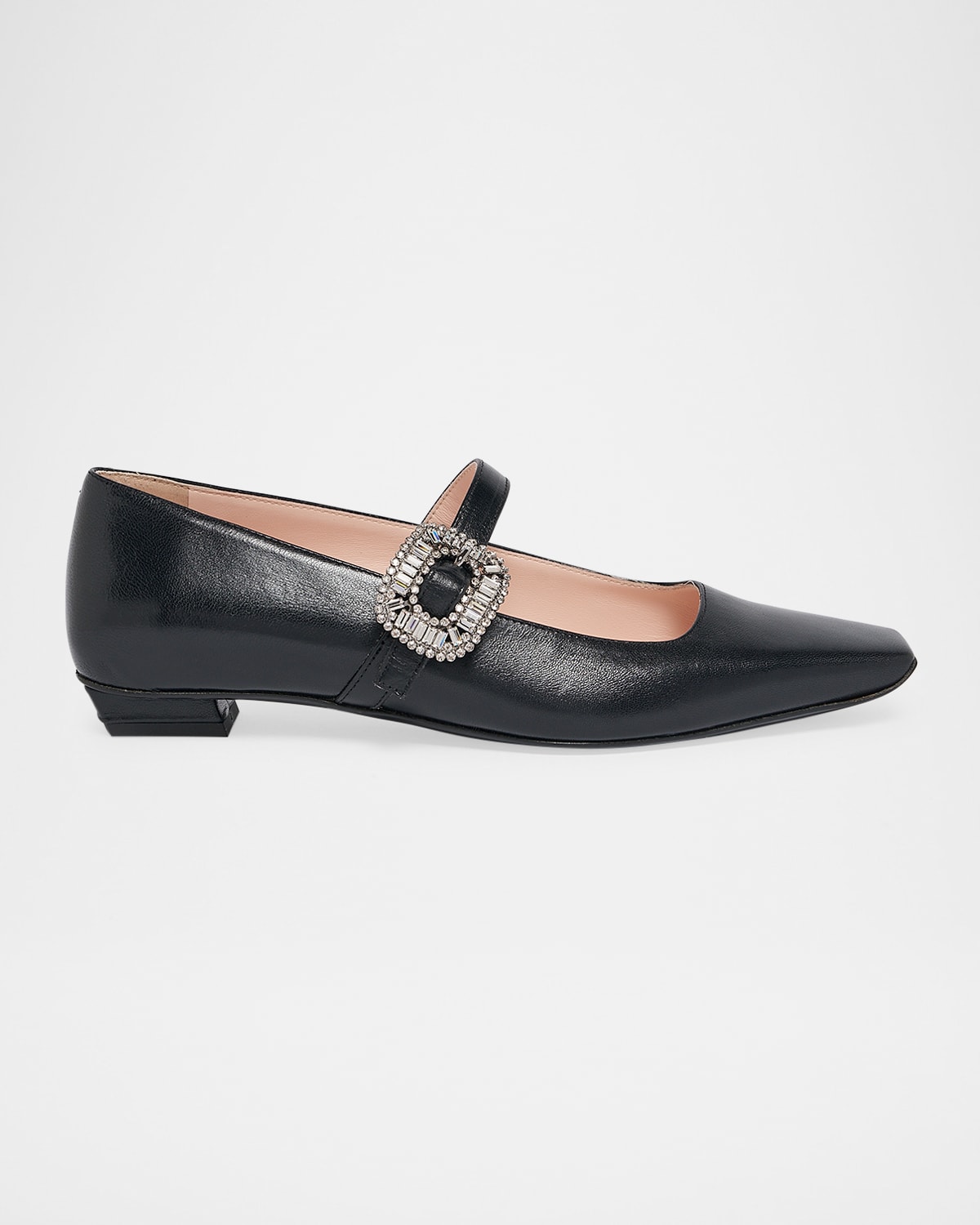 Roger Vivier Belle Mini Strass Babies Mary Jane Ballerina Flats In Black