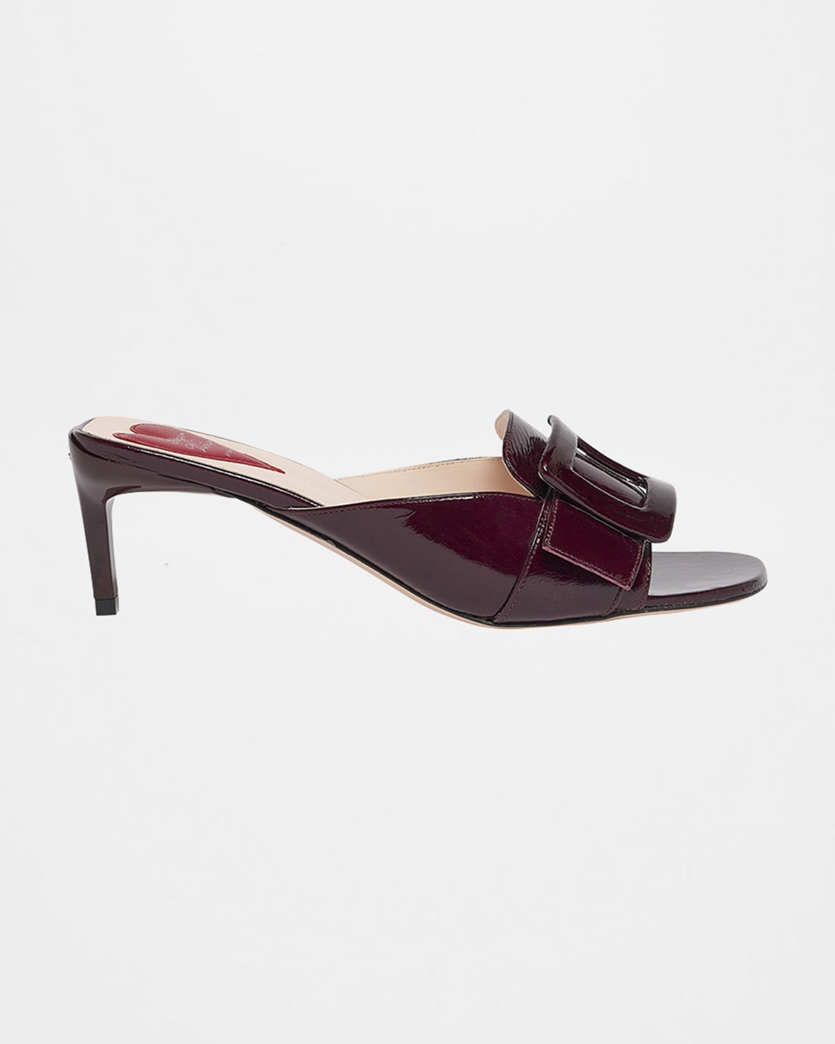 Roger Vivier Patent Leather Buckle Mule Sandals In Purple