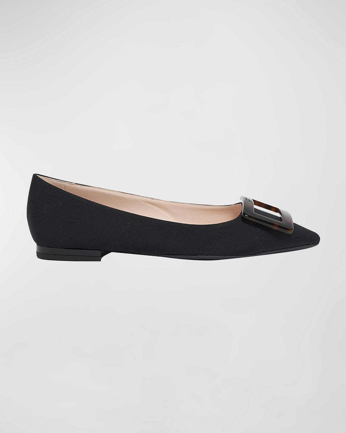 Roger Vivier Gommettine Pointed Toe Flat In Black