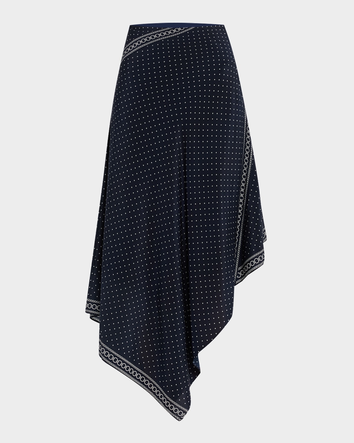 Veronica Beard Hartley Mixed Print Asymmetric Stretch Silk Skirt In Blue