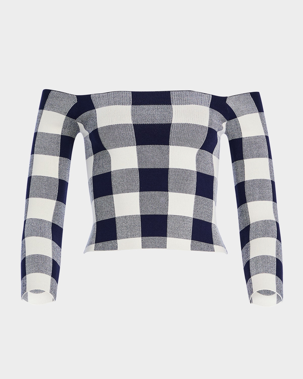 Ser.o.ya Vale Gingham Off-shoulder Knit Top In Multi