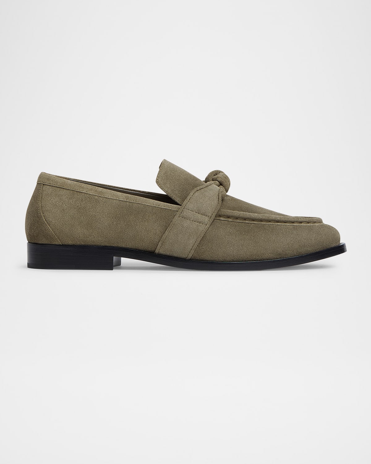 Bottega Veneta Sage Suede Astaire Loafers In Green