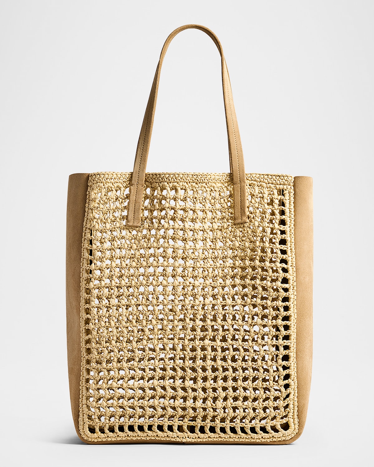 KHAITE ZOE RAFFIA AND SUEDE TOTE BAG 
