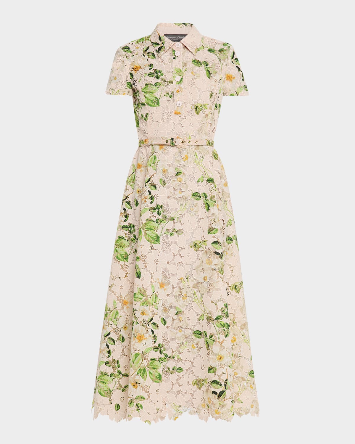 Printed Lace Polo Shirt Dress