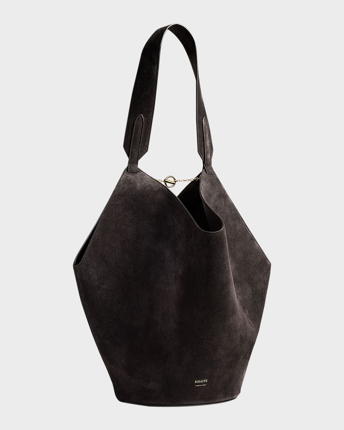 Khaite Lotus Small Suede Tote Bag In Brown