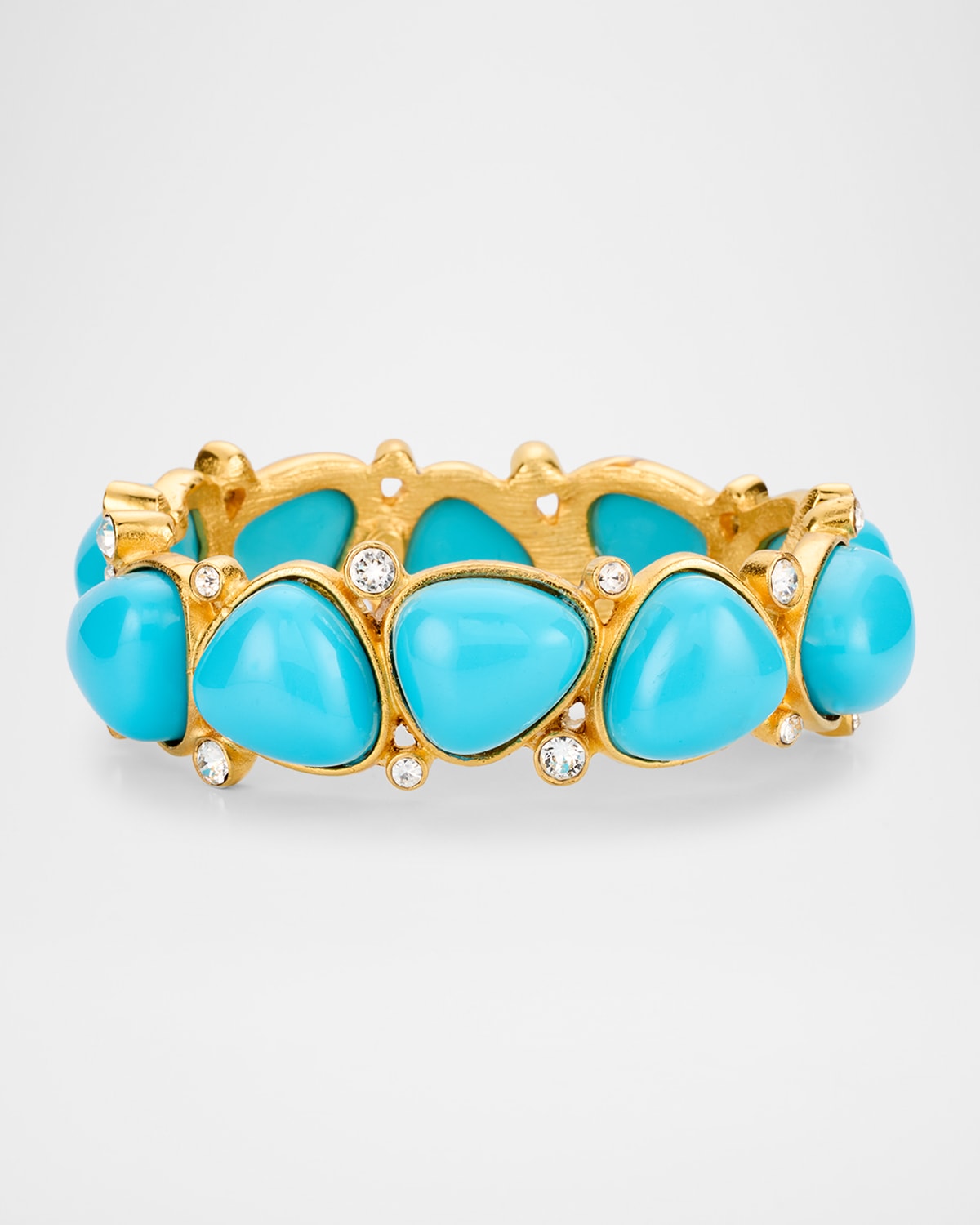 Crystal Dots and Rounded Triangle Cabochon Hinged Bracelet