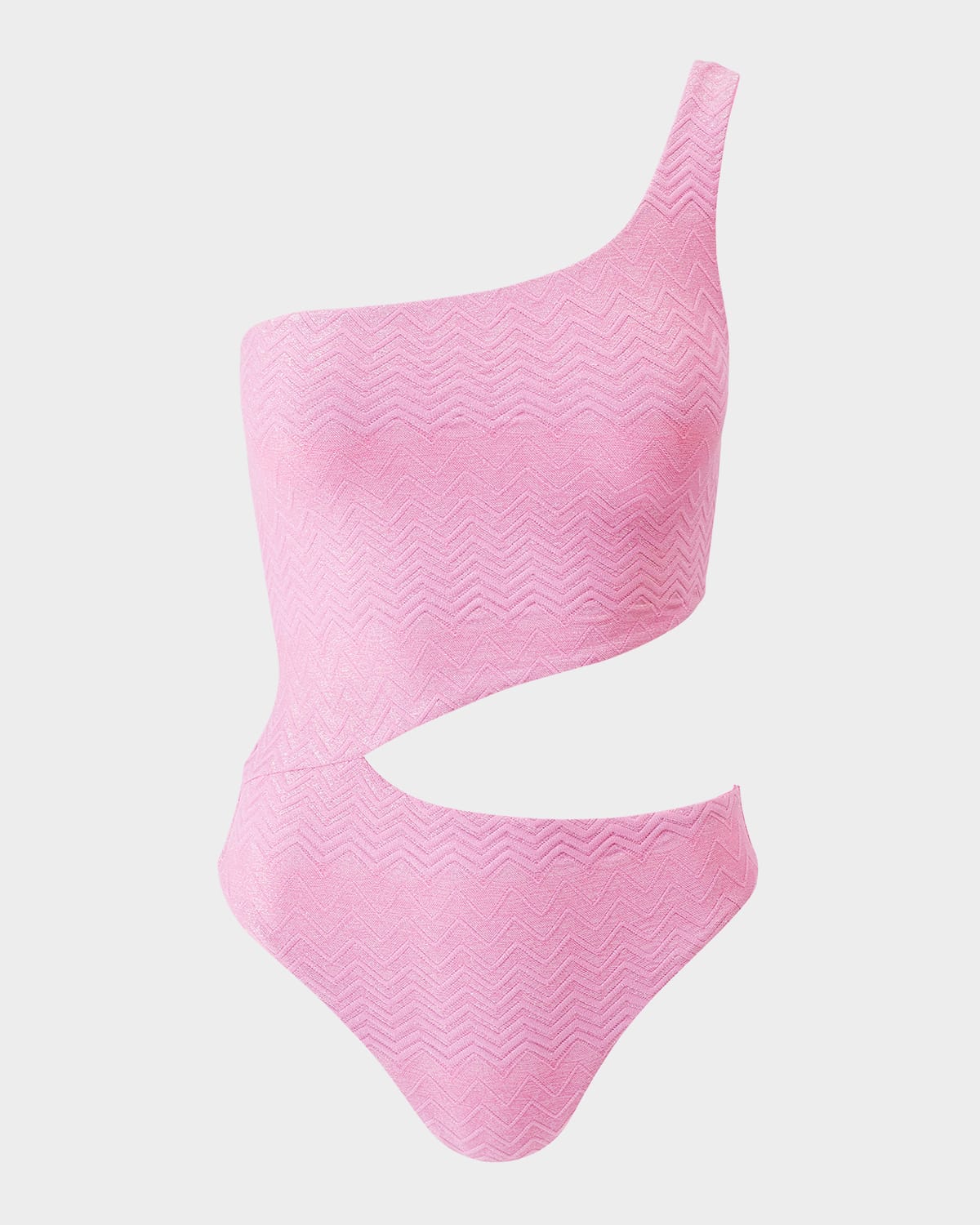 Shop Melissa Odabash Nassau Asymmetric One-piece Swimsuit In Zigzag Pink