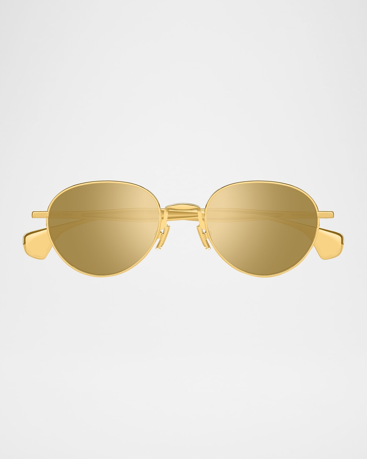Bottega Veneta Unisex Bv1396s Metal Round Sunglasses In Gold
