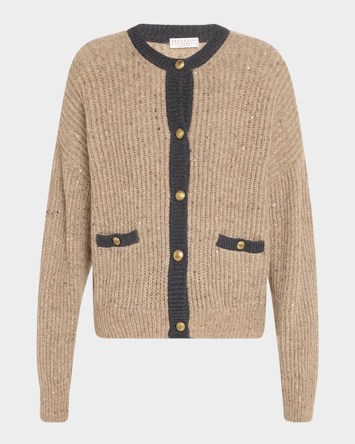 Wool-Mohair Pailette Bicolor Cardigan