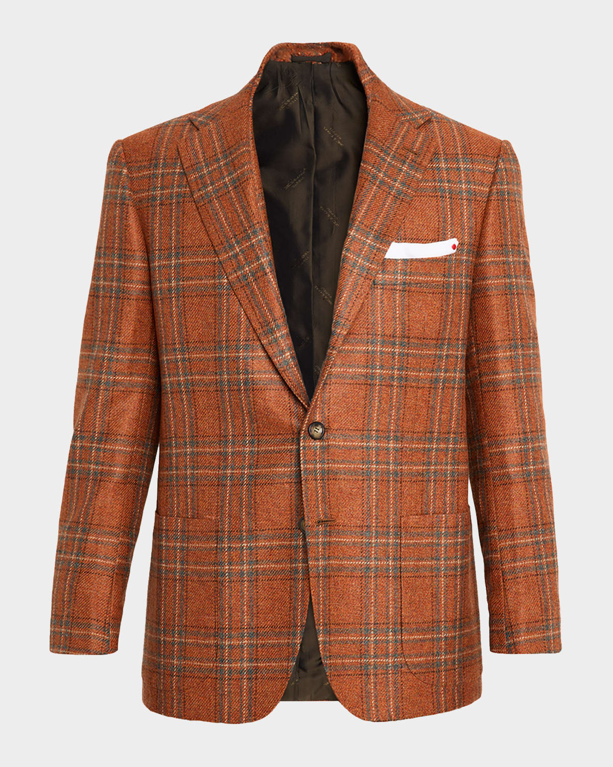 Kiton Men's Plaid Cashmere Single-breasted Sport Coat In Brown