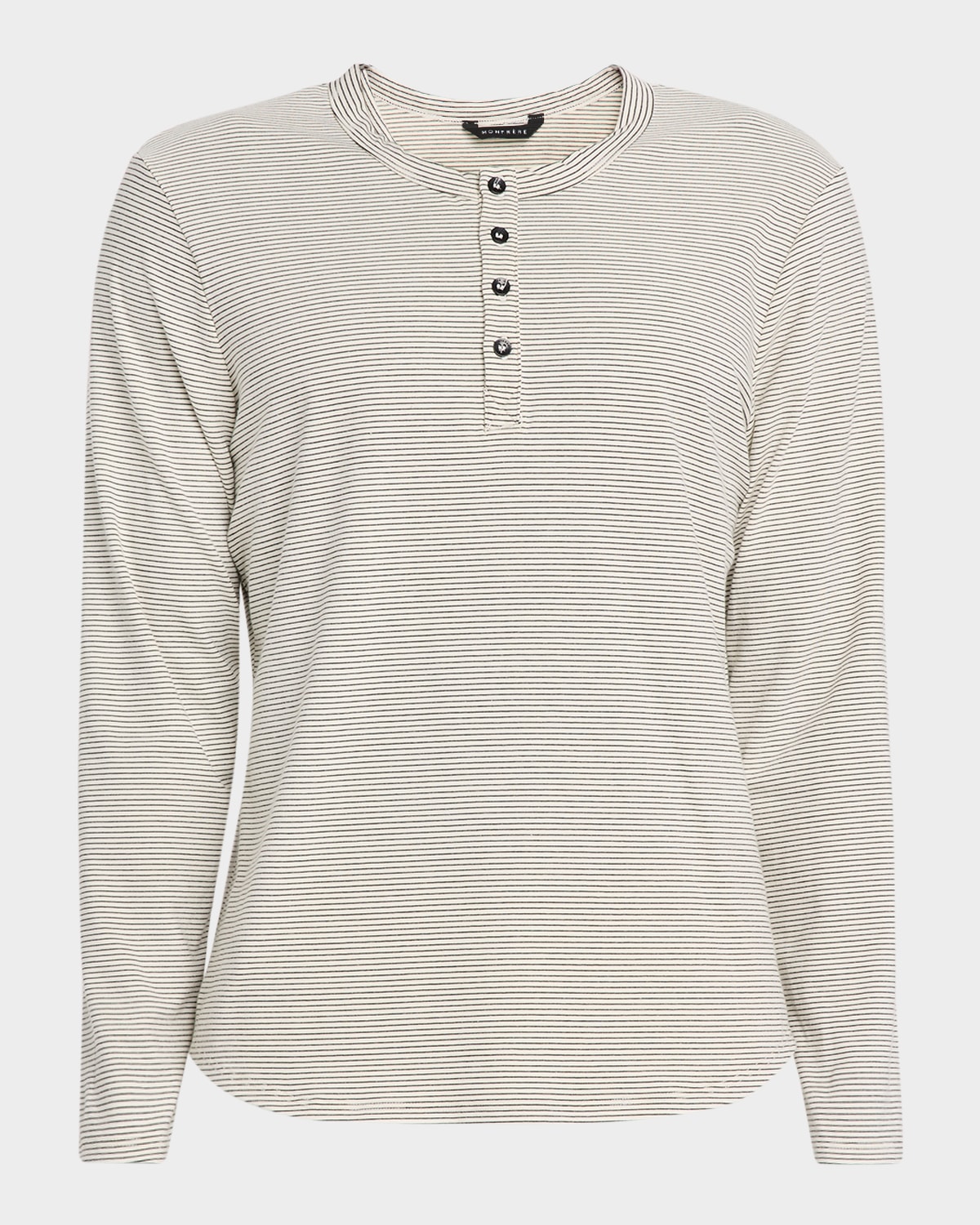 Men's Hairline Stripe Long-Sleeve Henley T-Shirt