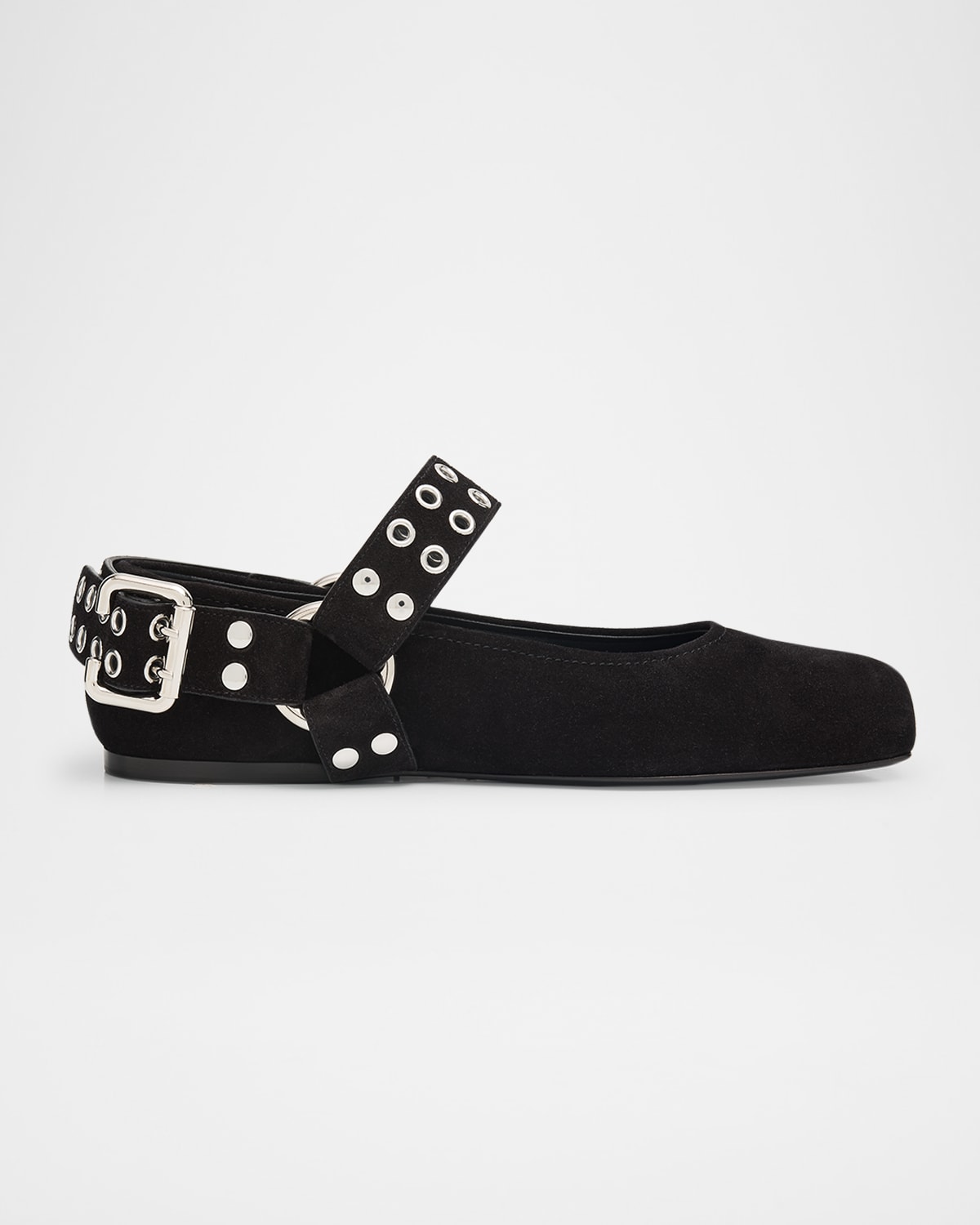 Biker Suede Ballerina Flats